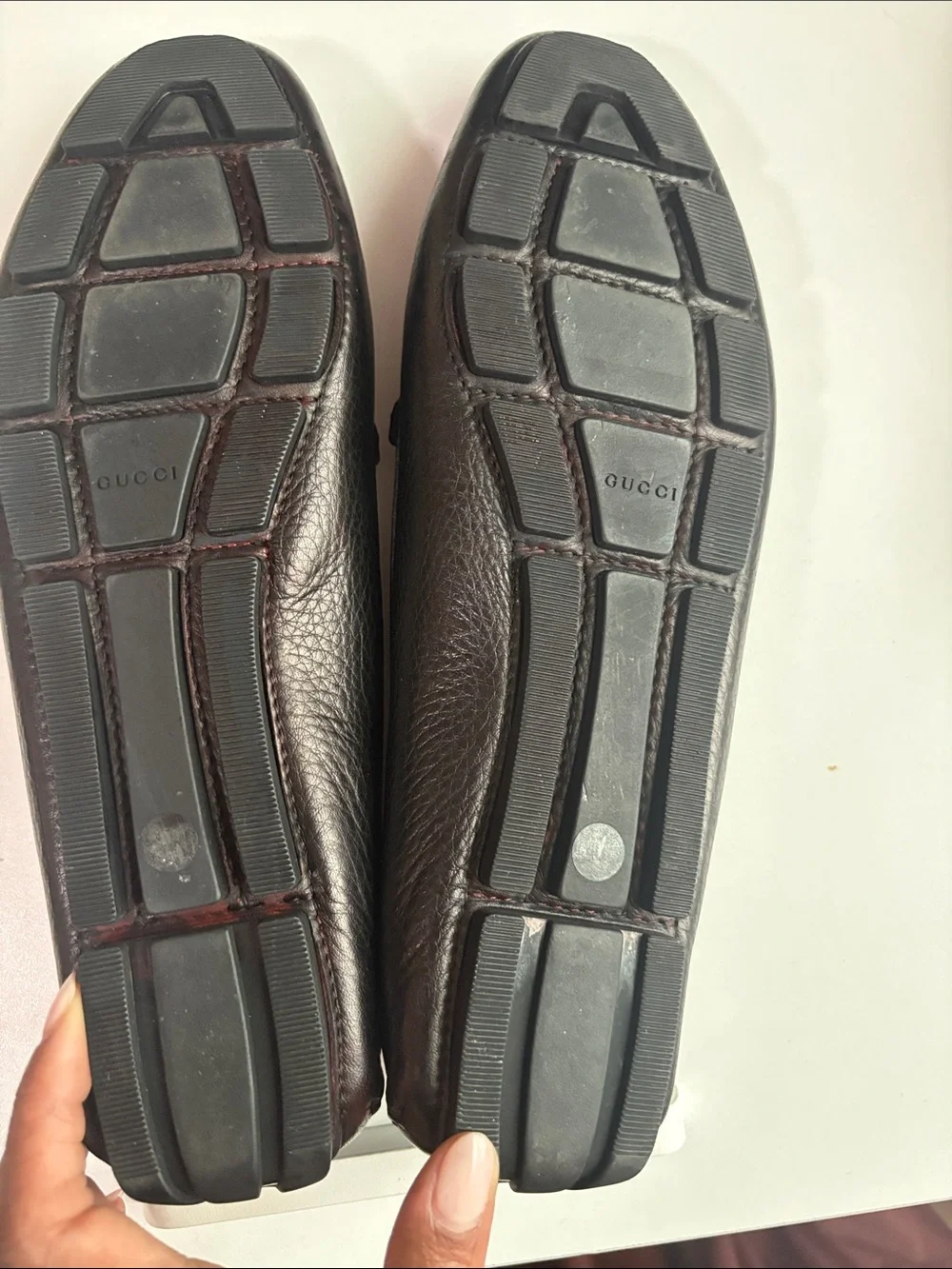 Gucci Black Pebbled Leather Slip-On Loafers with Silver Logo